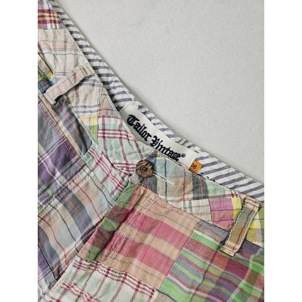 Tailor Vintage Patchwork Madras Shorts Mens 36 Multicolor Plaid Preppy Summer